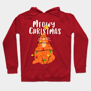 Meowy Christmas Funny Ginger Cat Hoodie